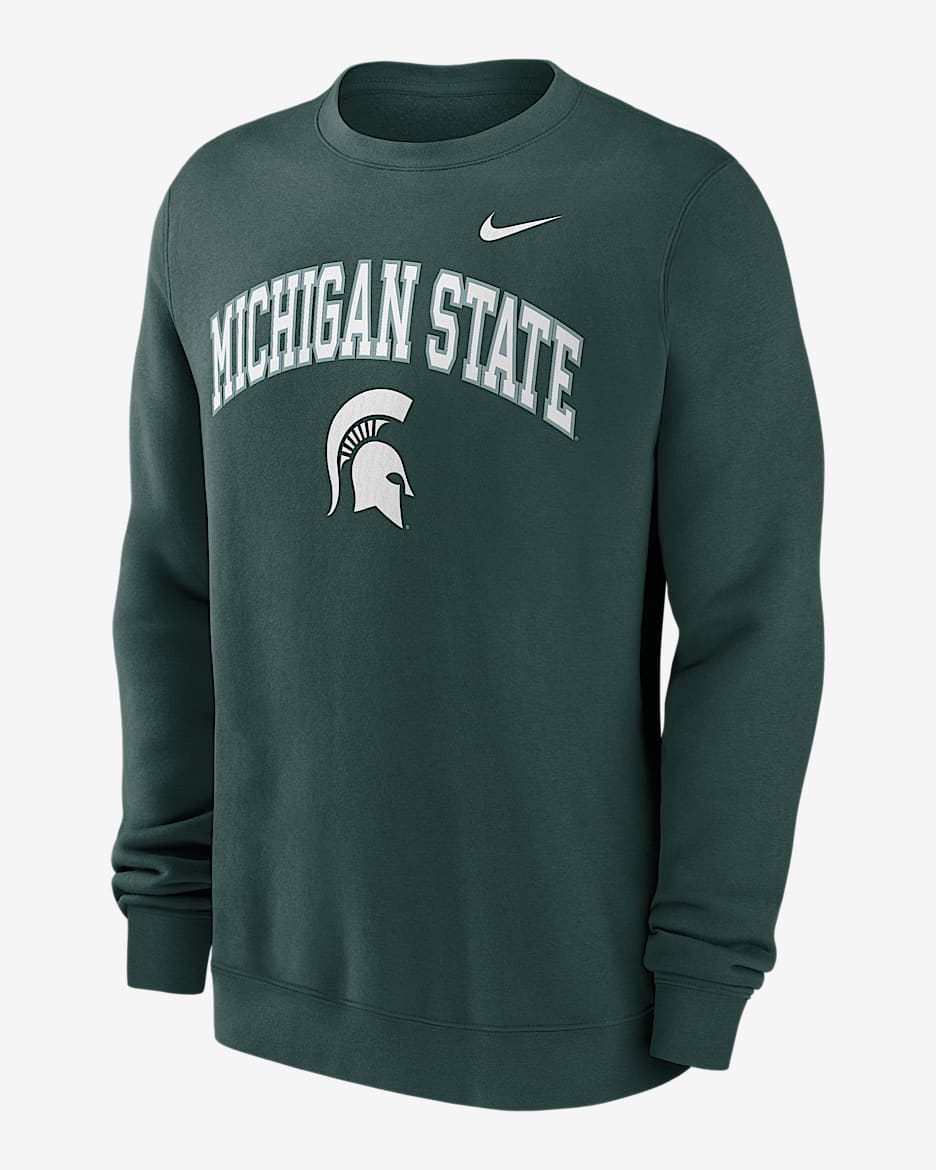 Michigan State Arch Men's Nike College Pullover Crew - Green