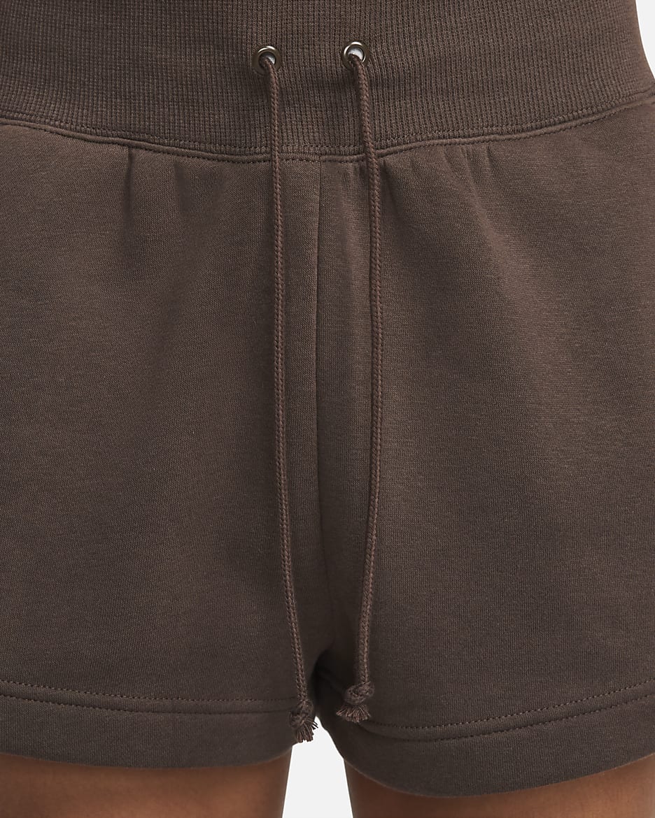 Shorts de ajuste holgado y tiro alto para mujer Nike Sportswear Phoenix Fleece - Marrón barroco/Vela