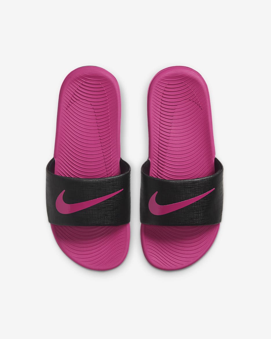 Claquette Nike Kawa pour enfant/ado - Noir/Vivid Pink