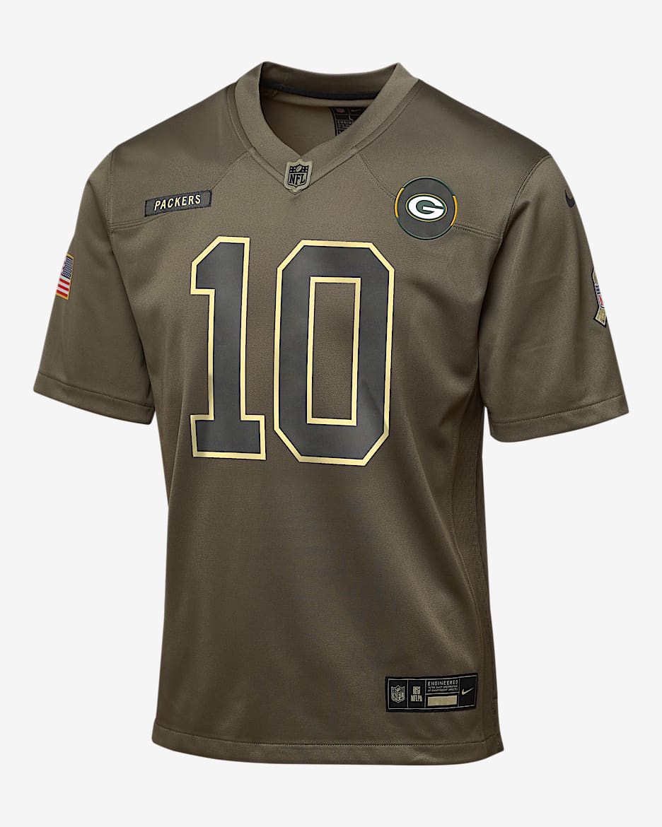 Jordan Love Green Bay Packers Salute to Service Big Kids’ Nike NFL Game Jersey - Olive