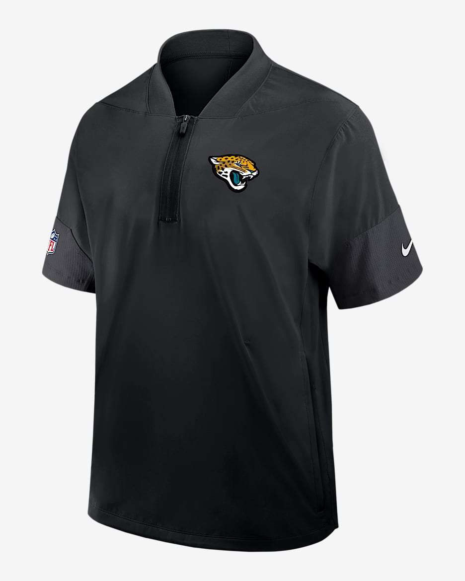 Jacksonville Jaguars Sideline Coach Men's Nike NFL 1/2-Zip Short-Sleeve Hooded Jacket - Black