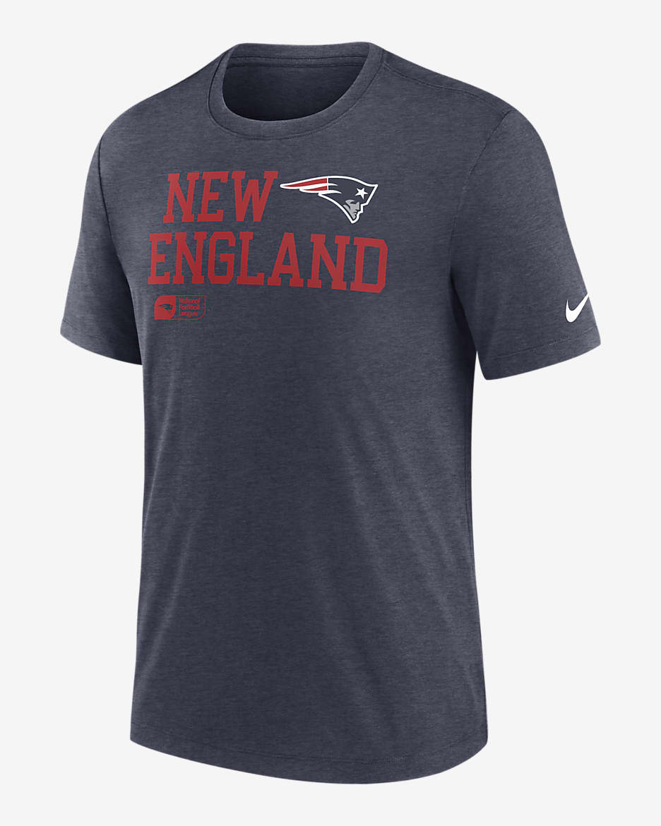 New England Patriots Overlap Lockup Men's Nike NFL T-Shirt - Navy