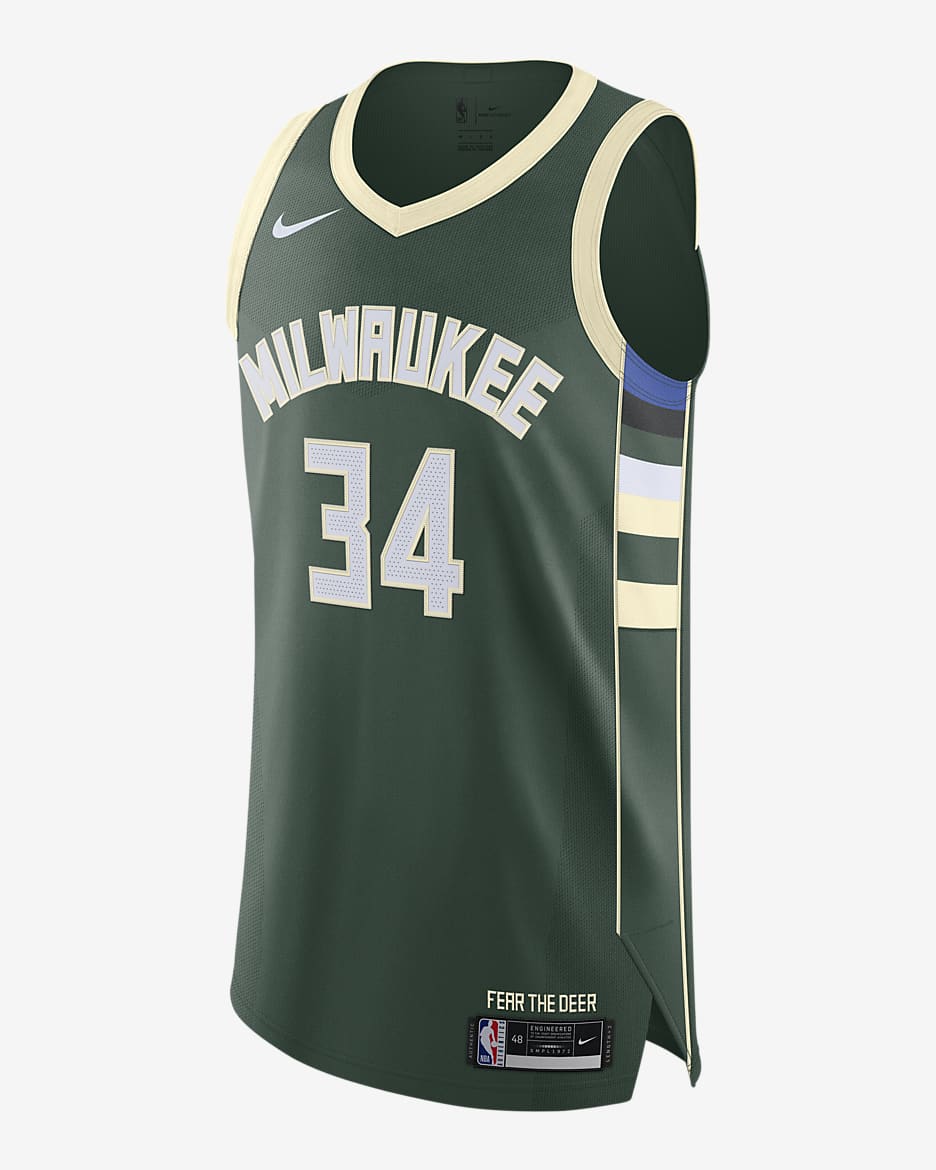 Ανδρική φανέλα Nike NBA Authentic Giannis Antetokounmpo Μιλγουόκι Μπακς Icon Edition 2020 - Fir