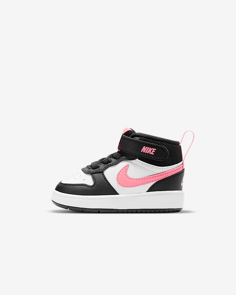 Tenis para bebé e infantil Nike Court Borough Mid 2 - Negro/Blanco/Puesta de sol pulso