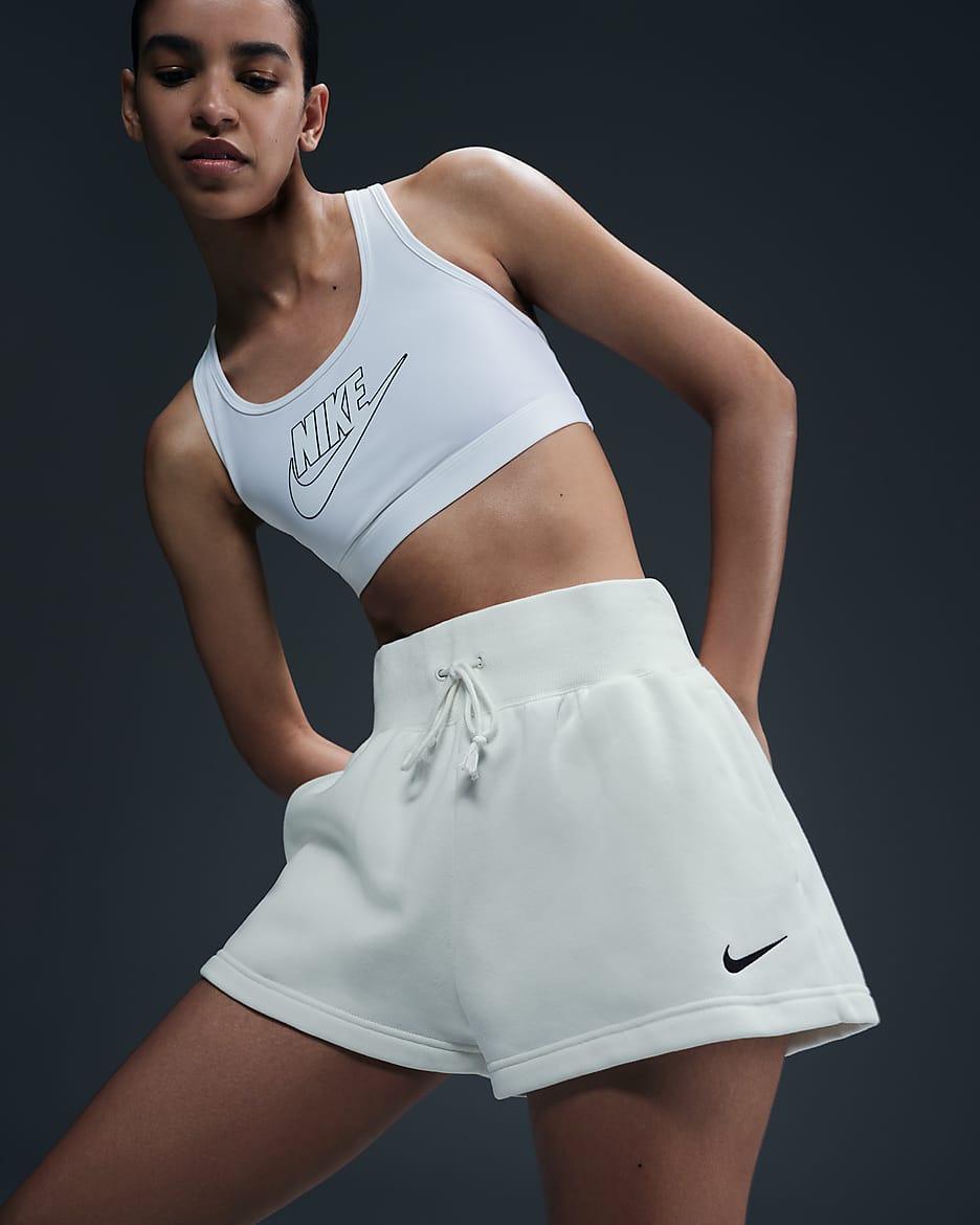 Nike Sportswear Phoenix Fleece Shorts mit lockerer Passform und hohem Taillenbund für Damen - Sail/Schwarz