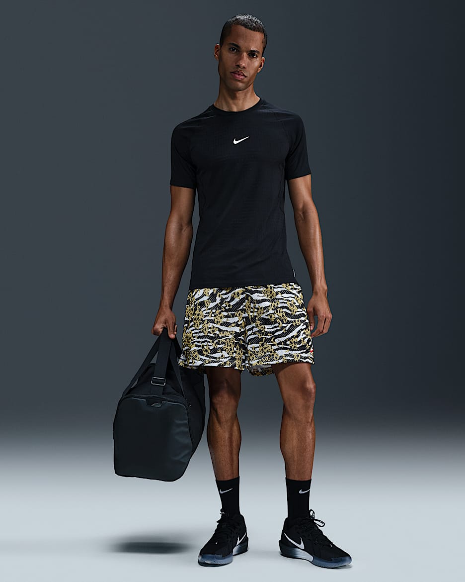 Shorts de básquetbol Dri-FIT de 13 cm para hombre Nike Practice Mesh - Blanco/Rojo universitario