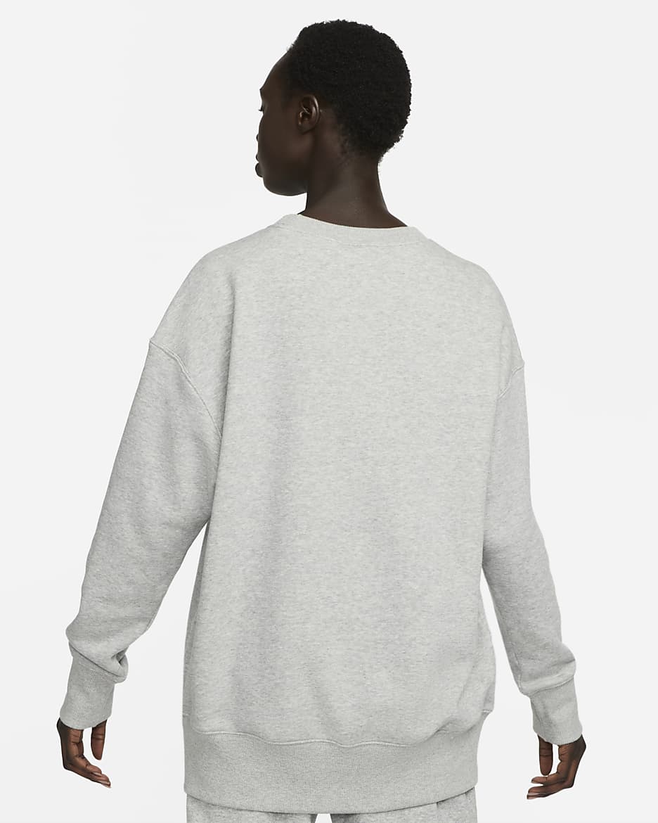 Oversized Nike Sportswear Phoenix Fleece-sweatshirt med rund hals til kvinder - Dark Grey Heather/Sail