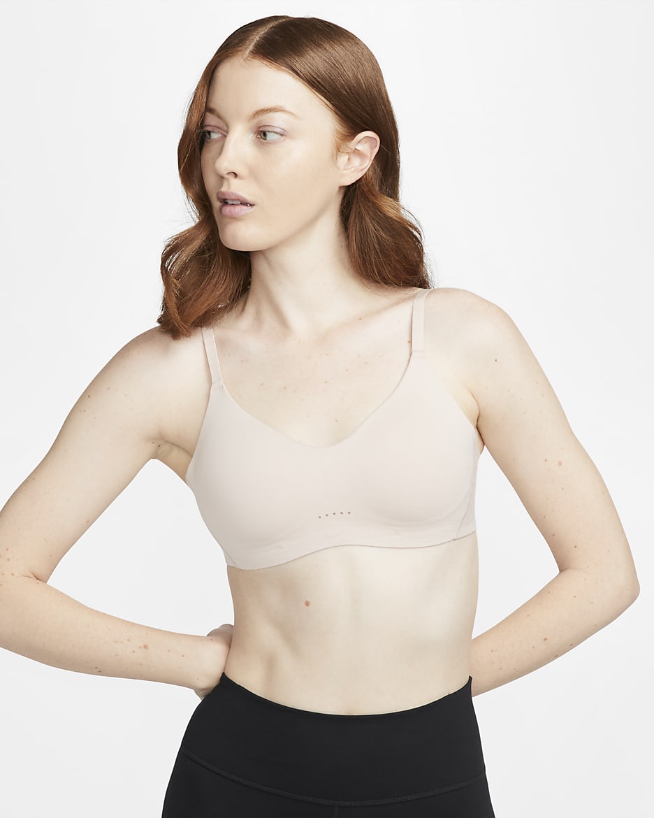 Bra deportivo de baja sujeción con almohadillas para mujer Nike Alate Minimalist - Beige partícula/Beige partícula/Arcilla empolvado