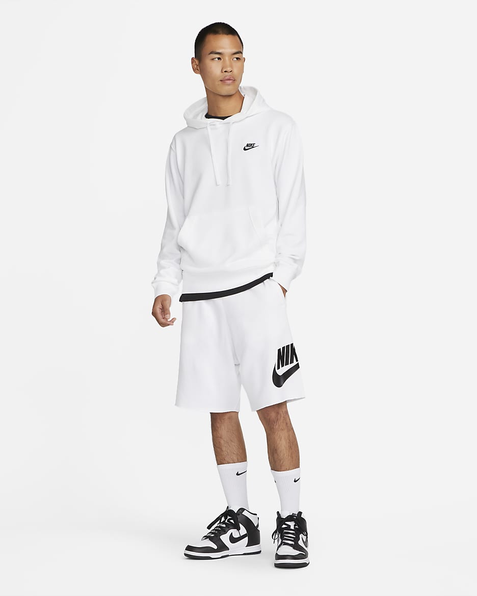 Nike Club Alumni Men's French Terry Shorts - White/White/Black