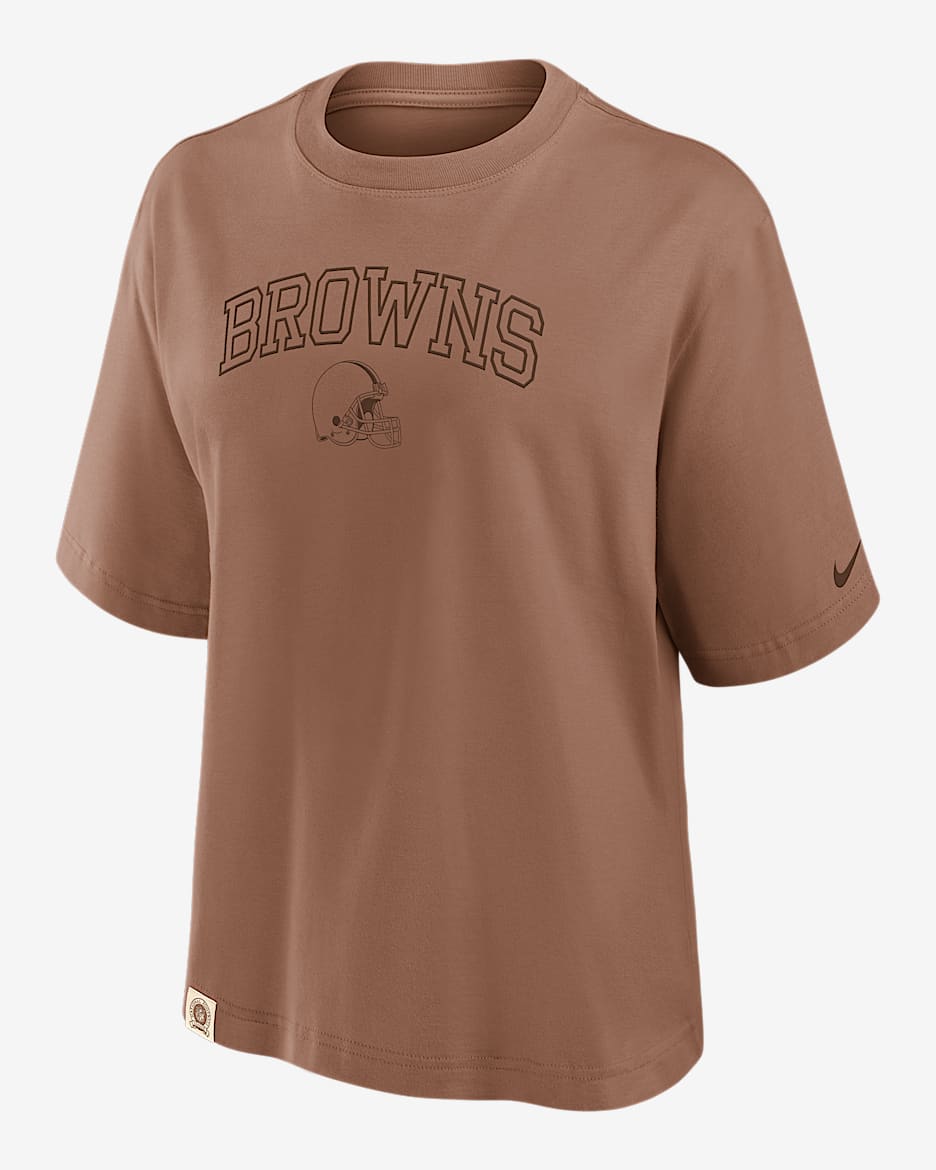 Cleveland Browns Arch Boxy Women's Nike NFL T-Shirt - Archaeo Brown