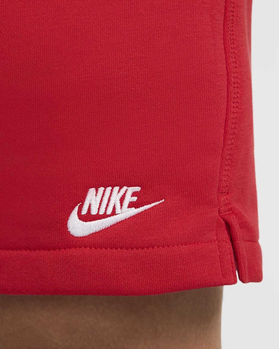 Męskie swobodne spodenki z dzianiny dresowej Nike Club - University Red/University Red/Biel