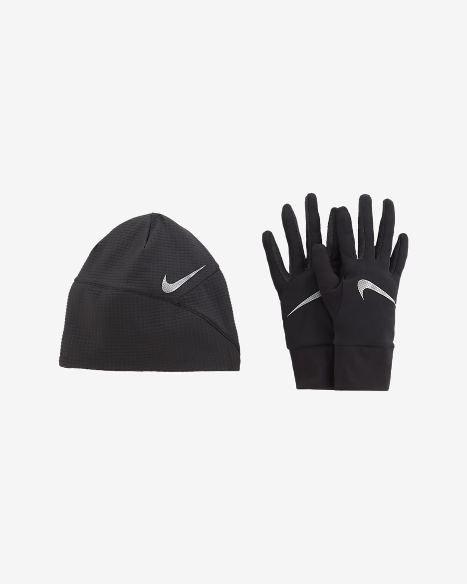 Nike Essential Men's Running Hat and Glove Set - Black/Black/Silver