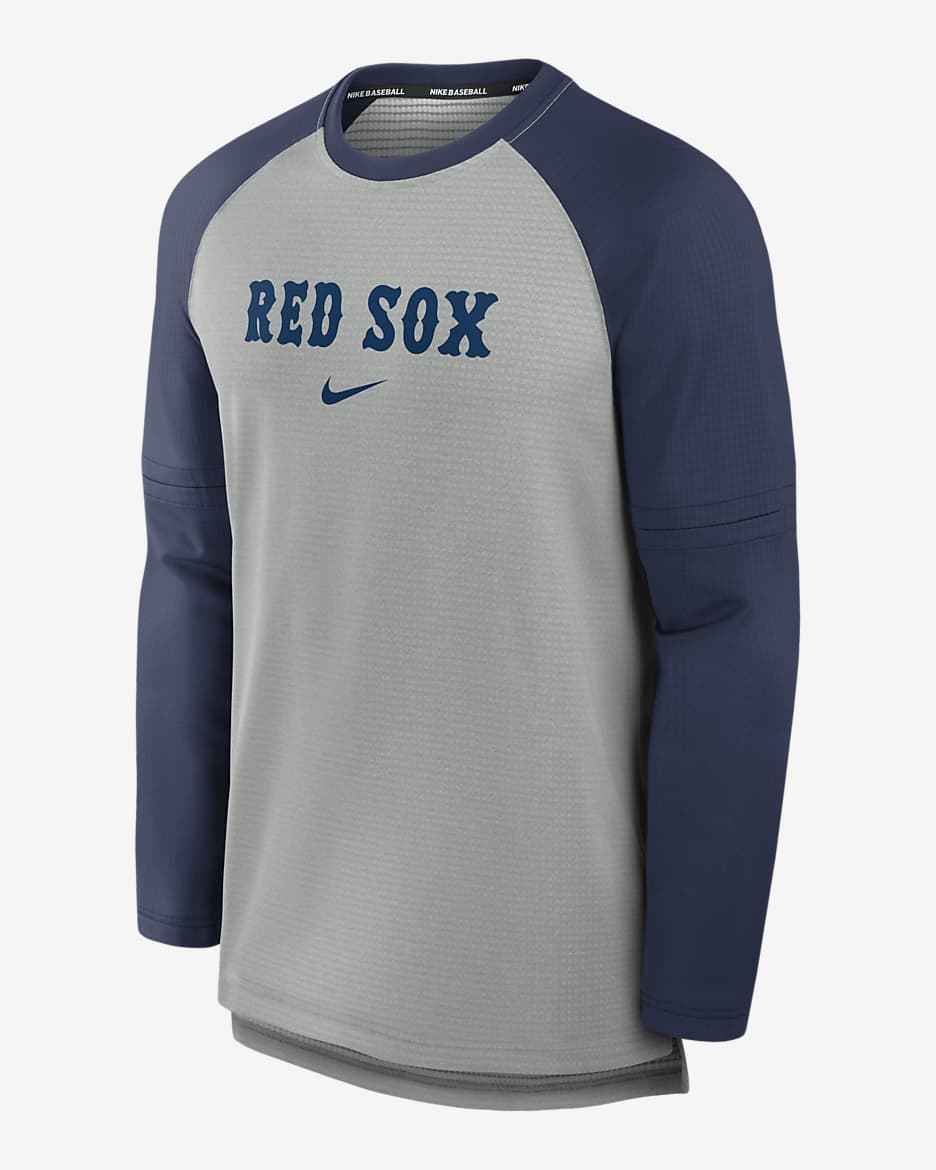 Playera de manga larga Nike Breathe de la MLB para hombre Boston Red Sox Authentic Collection Game Time - Gris jaspeado