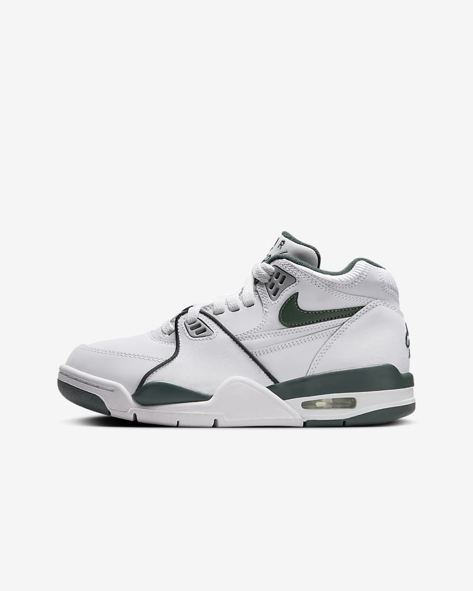 Nike Air Flight 89 大童鞋款 - 白色/Wolf Grey/Vintage Green