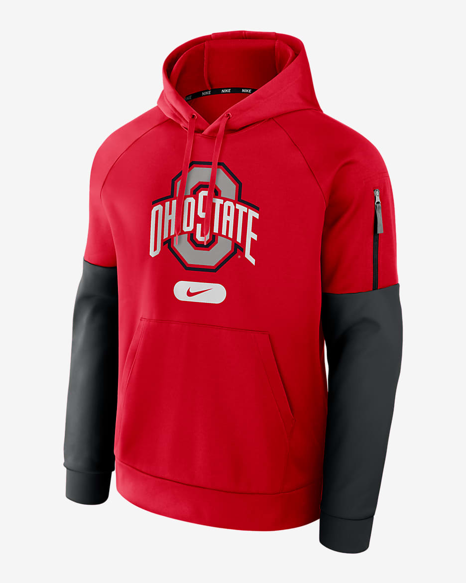 Ohio State Buckeyes Fitness Men’s Nike Therma College Pullover Hoodie - University Red