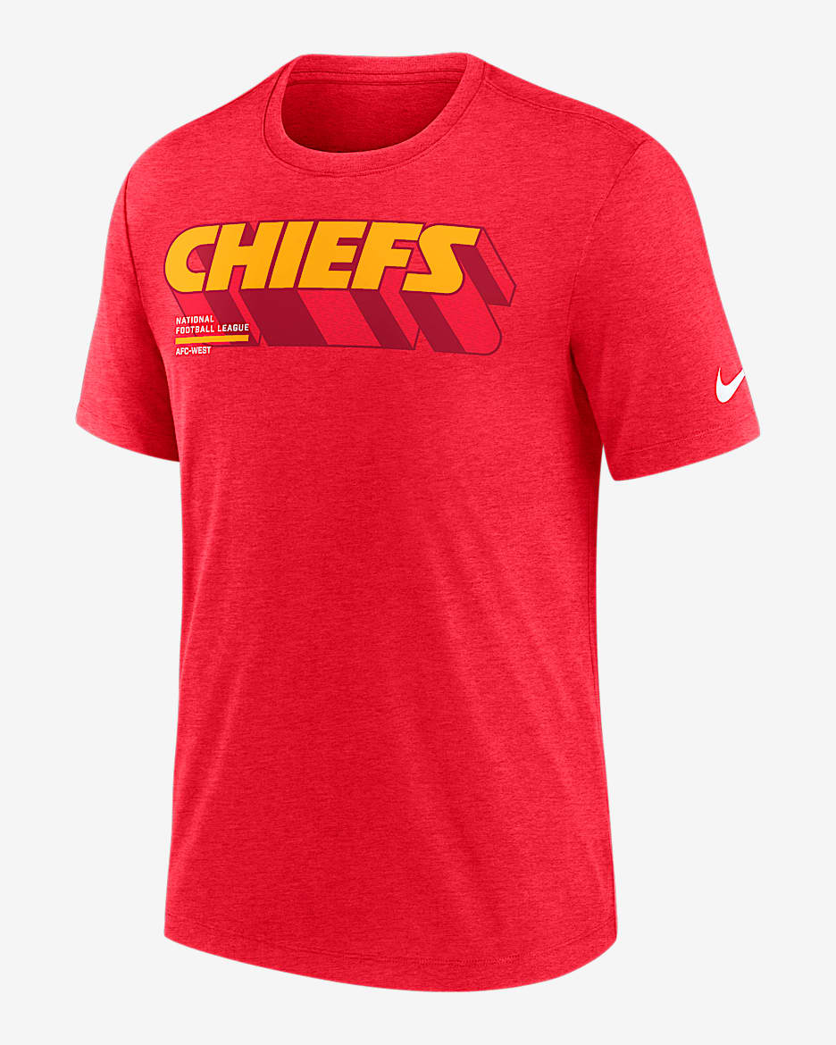 Playera Nike de la NFL para hombre Kansas City Chiefs Long Pass - Rojo jaspeado