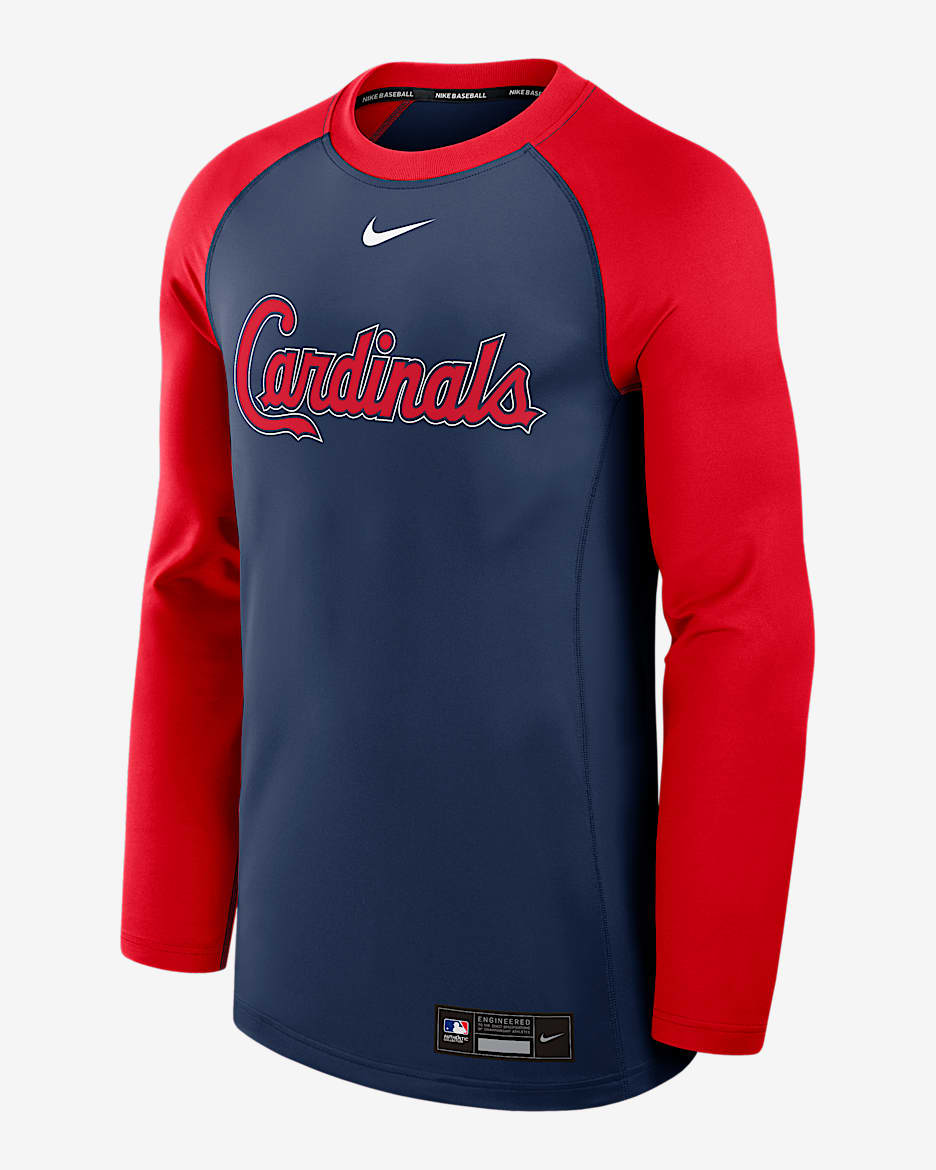 St. Louis Cardinals Authentic Collection Game Time Men's Nike Dri-FIT MLB Pullover Crew - Navy