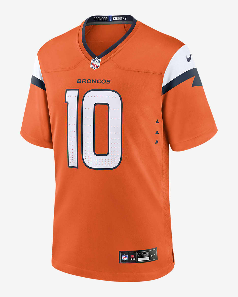 Bo Nix Denver Broncos Men's Nike NFL Game Football Jersey - Orange