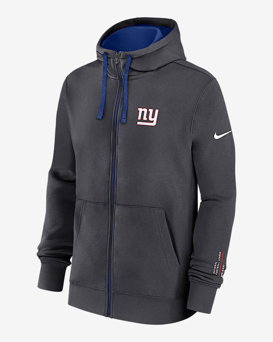 New York Giants Playbook Page Club Men's Nike NFL Full-Zip Hoodie - Anthracite