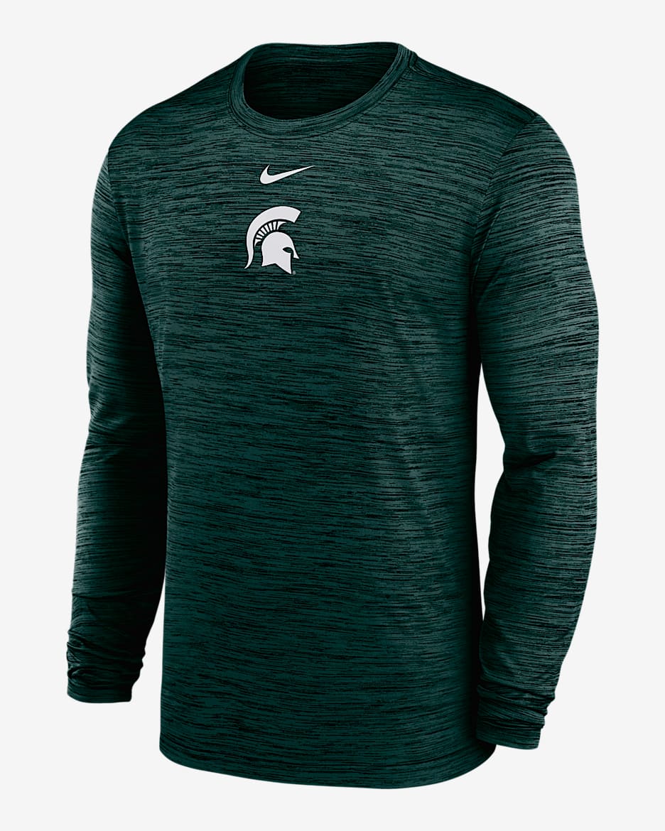 Michigan State Sideline Velocity Men's Nike Dri-FIT College Long-Sleeve T-Shirt - Green