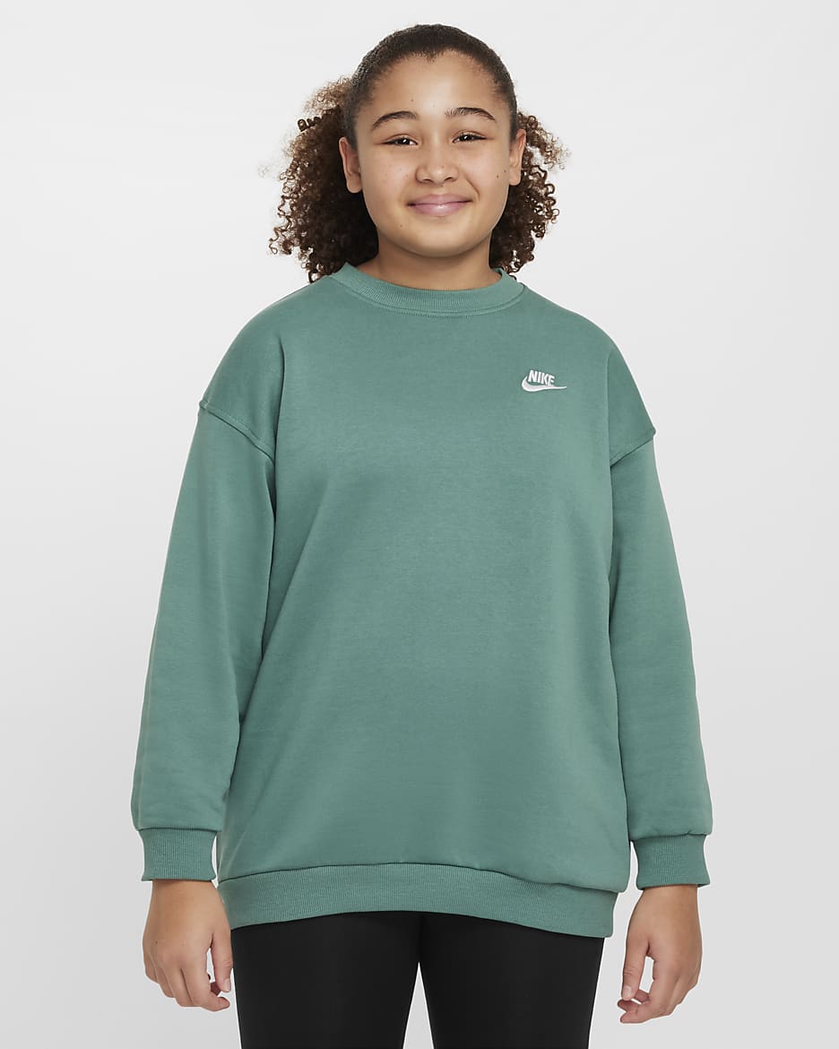 Nike Sportswear Club Fleece Big Kids' (Girls') Oversized Sweatshirt (Extended Size) - Bicoastal/White