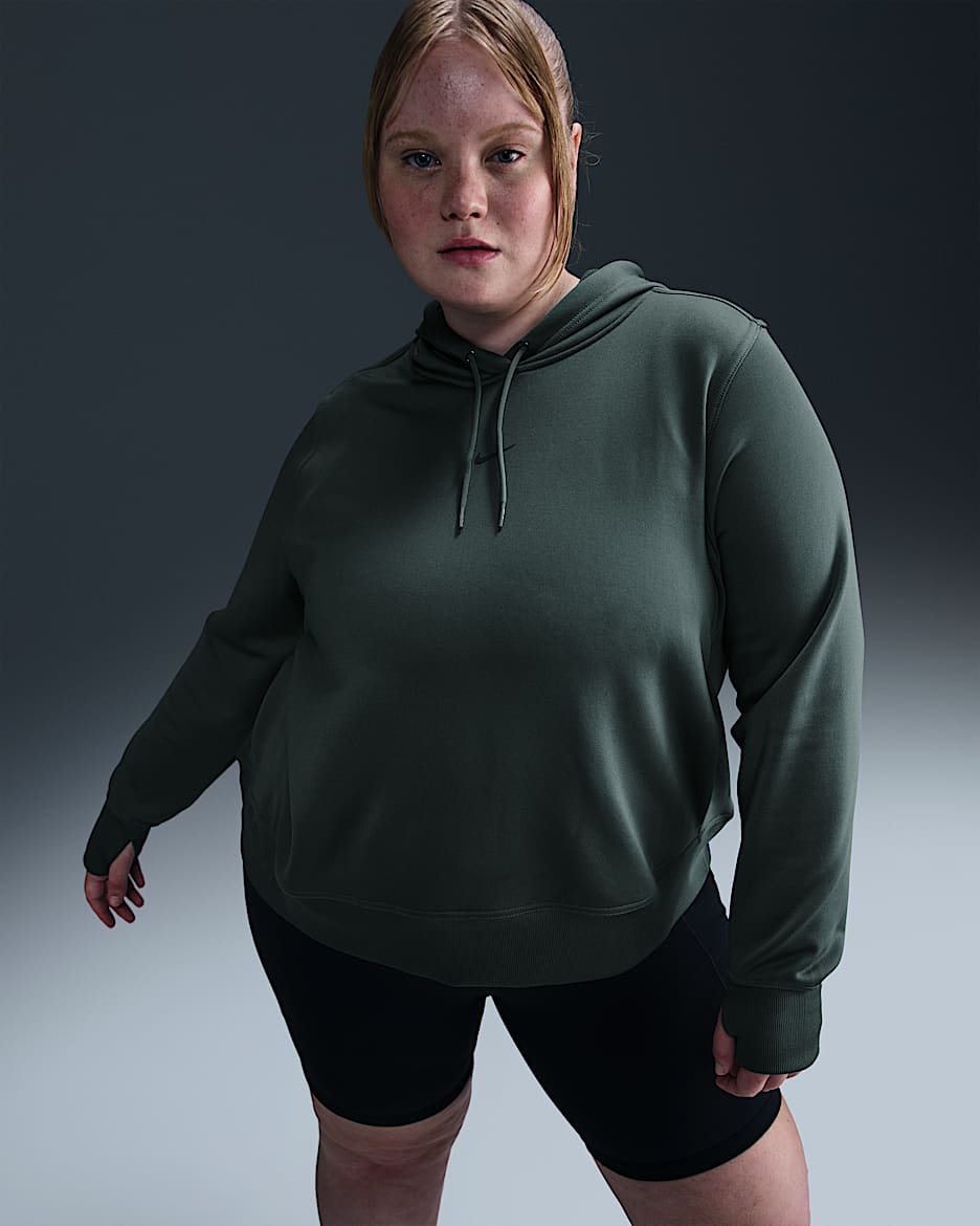 Sudadera con gorro sin cierre para mujer (talla grande) Nike Therma-FIT One - Verde vintage/Negro