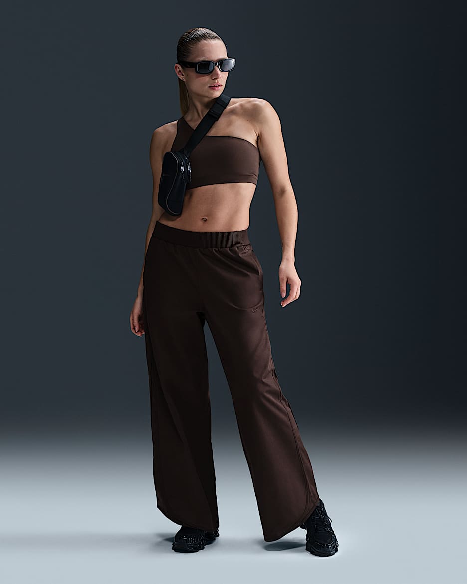 Nike Sportswear Collection Pants deportivos de sarga de tiro medio para mujer - Marrón terciopelo/Marrón terciopelo