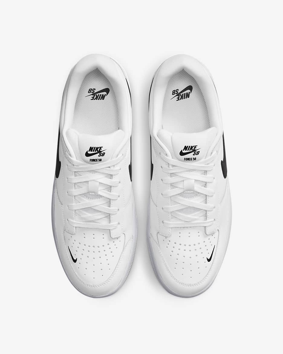 Nike SB Force 58 Premium Skate Shoe - White/White/White/Black