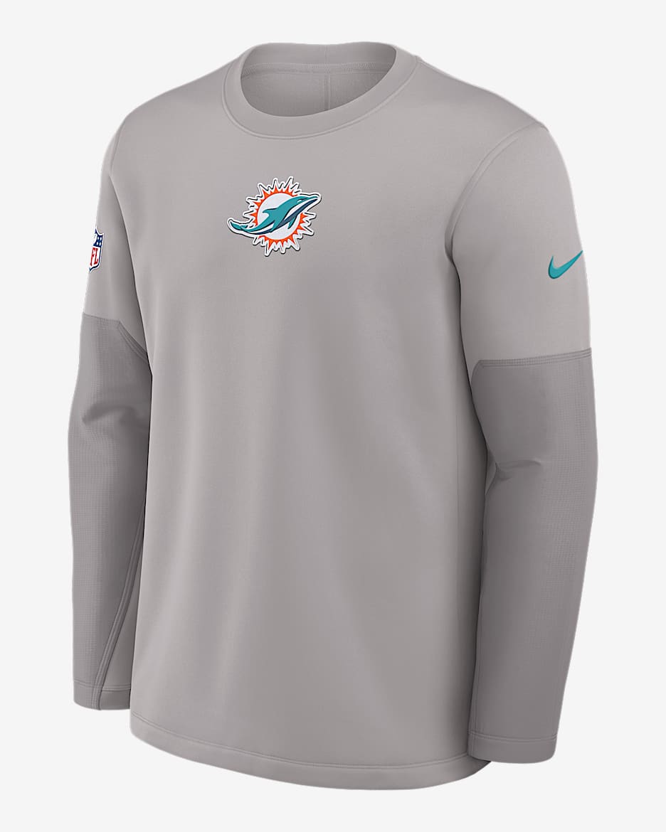 Miami Dolphins Scripted To Win Sideline Coach Men's Nike Therma-FIT NFL Long-Sleeve T-Shirt - Grey