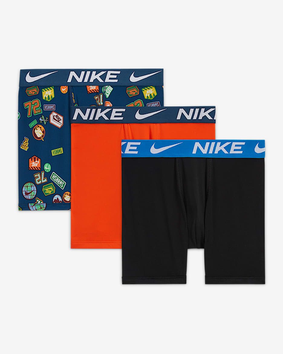 Nike Dri-FIT Essentials Big Kids' Printed Boxer Briefs (3-Pack) - Midnight Navy