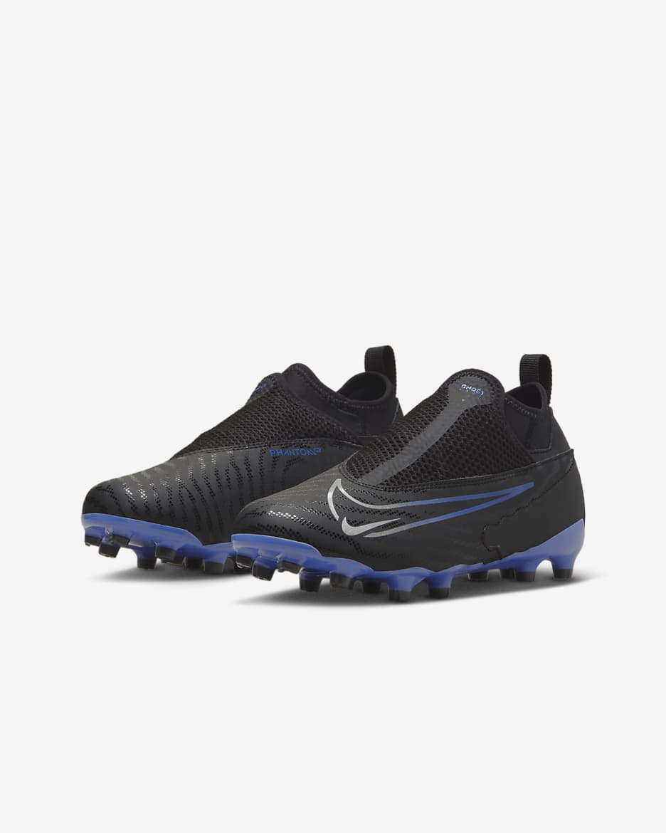 Nike Jr. Phantom GX Academy Big Kids' Multi-Ground Soccer Cleats - Black/Hyper Royal/Chrome