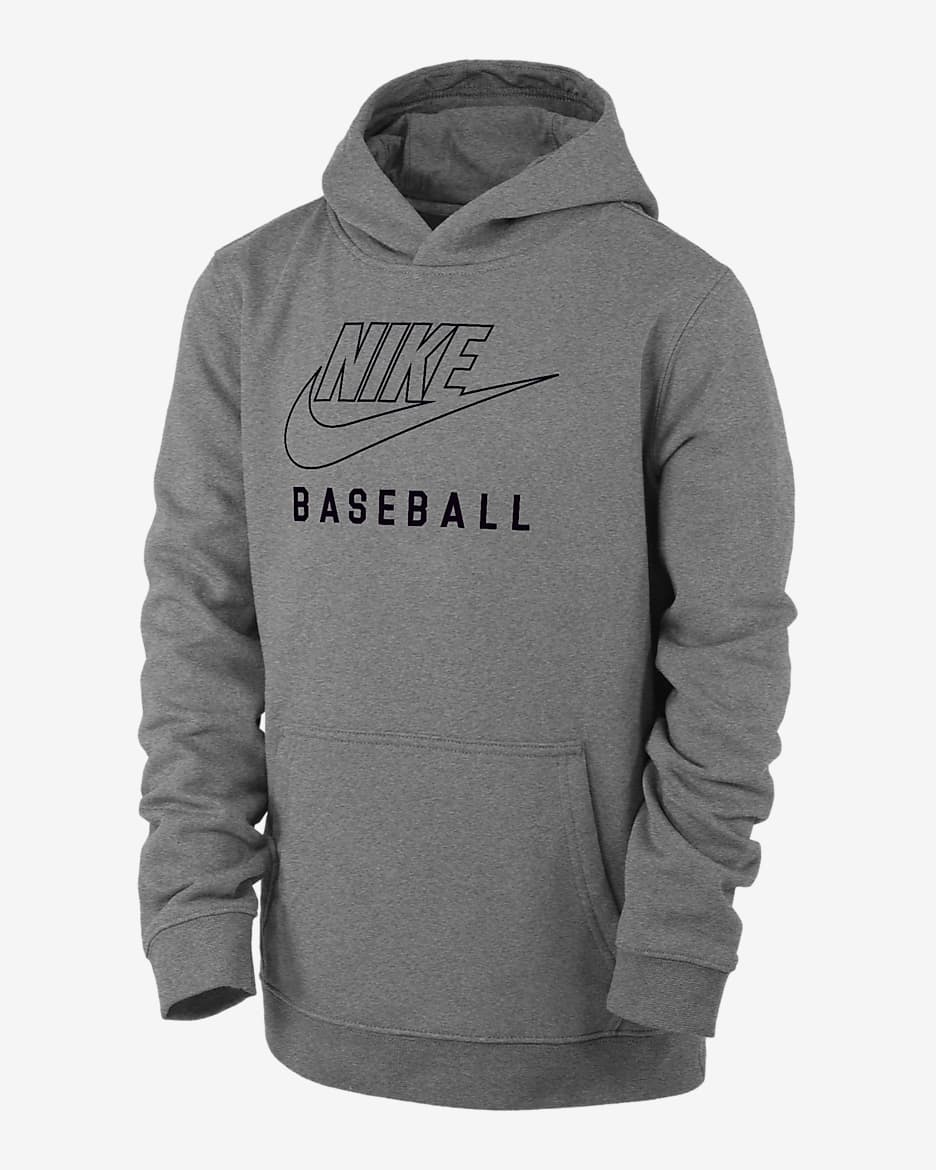 Sudadera con gorro sin cierre de béisbol para niños talla grande Nike Swoosh Club Fleece - Gris oscuro jaspeado