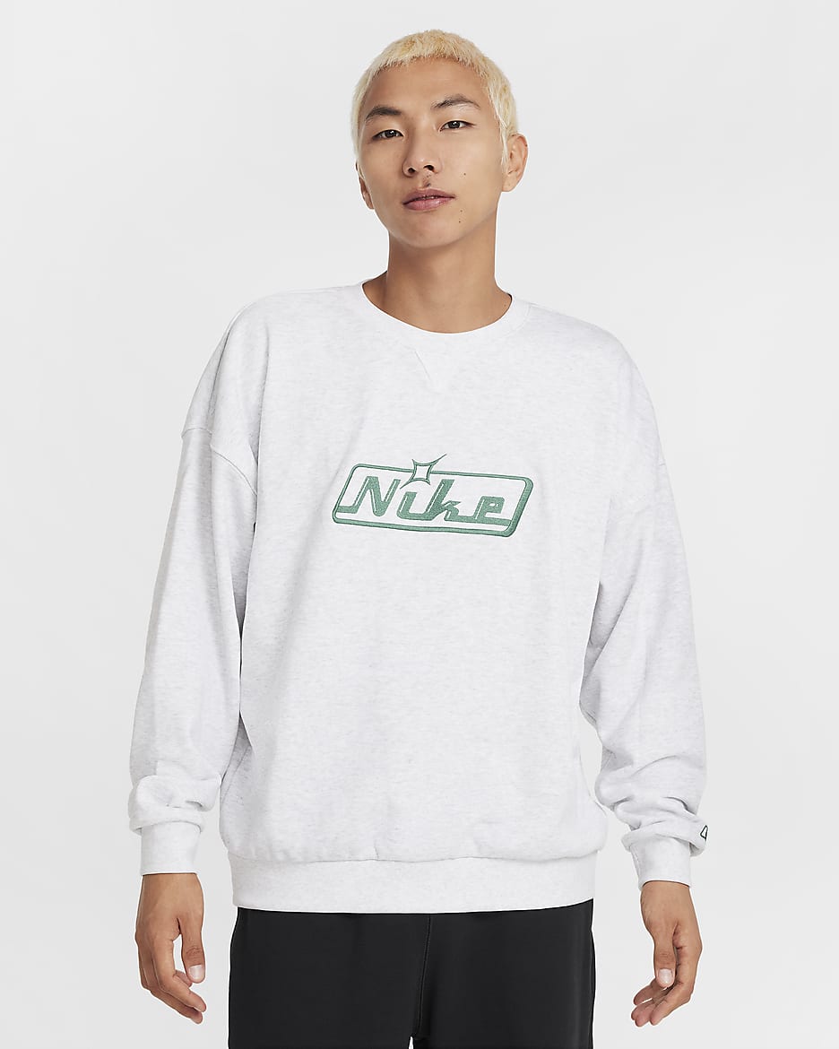 Nike Club Men's Oversized Crew-Neck Sweatshirt - Birch Heather/Bicoastal