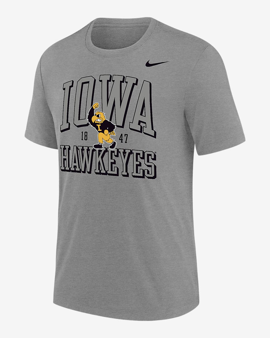 Playera universitaria Nike para hombre Iowa - Gris oscuro jaspeado