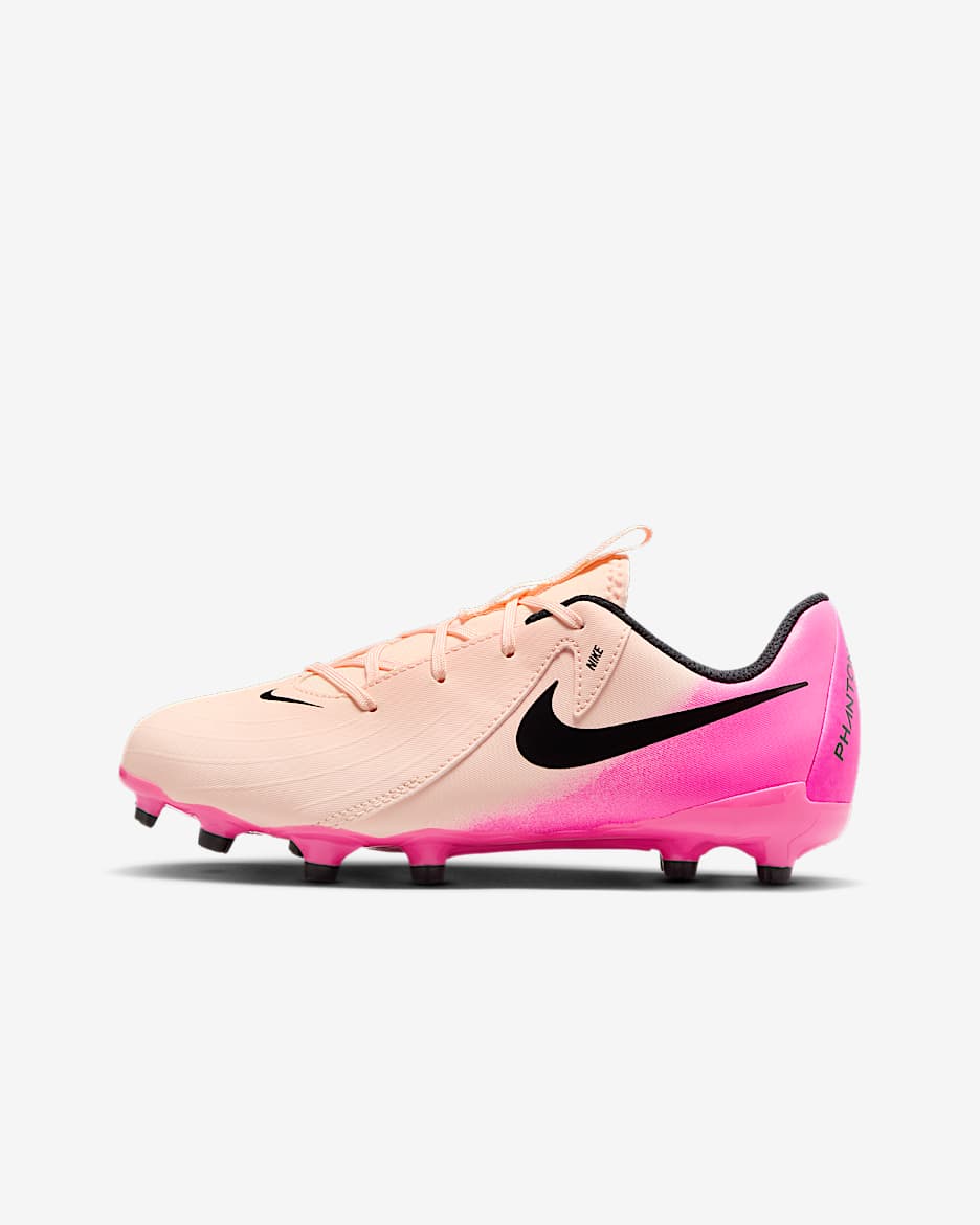 Nike Jr. Phantom GX 2 Academy Younger/Older Kids' MG Low-Top Football Boot - Crimson Tint/Pink Blast/Black