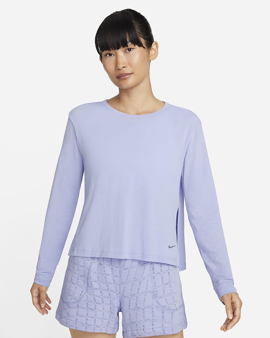 Nike Yoga Dri-FIT Women's Long-Sleeve Top - Light Thistle/Particle Grey