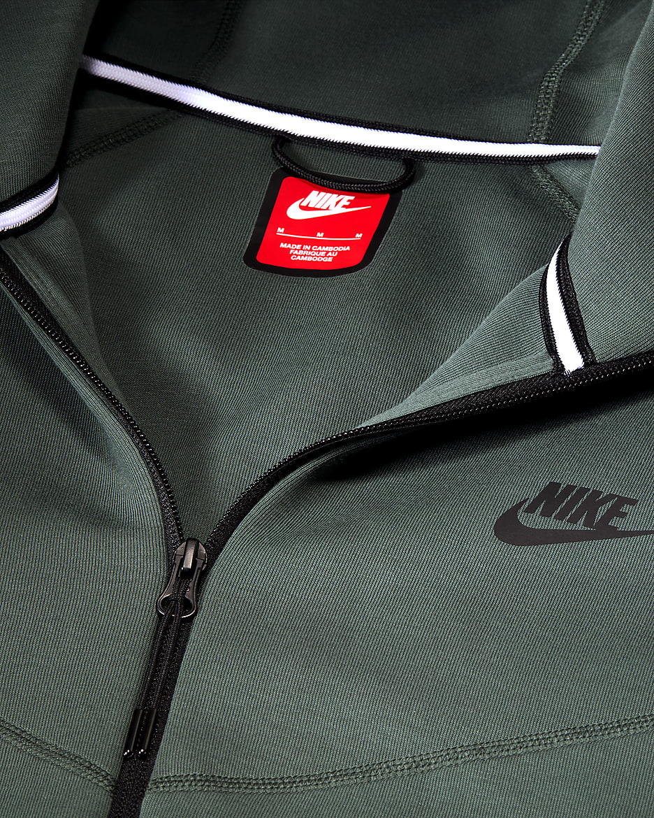 Pánská mikina s kapucí a dlouhým zipem Nike Sportswear Tech Fleece Windrunner - Vintage Green/Černá