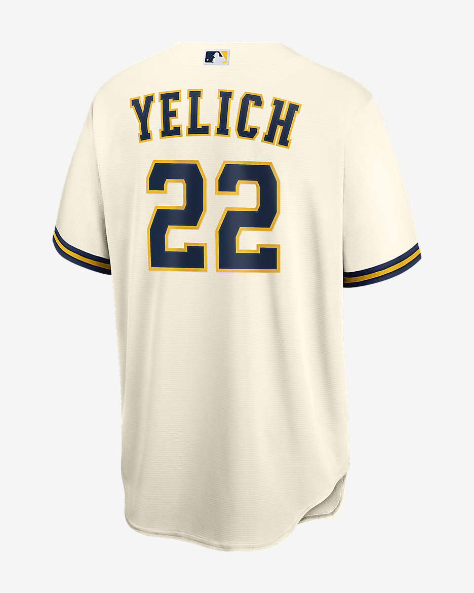 MLB Milwaukee Brewers (Christian Yelich) Men's Replica Baseball Jersey - Cream