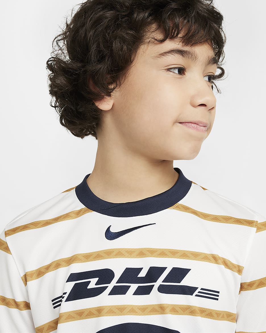 Jersey de fútbol Nike Dri-FIT Replica de los Pumas UNAM local 2024/25 Stadium para niños talla grande - Blanco/Obsidiana/Obsidiana