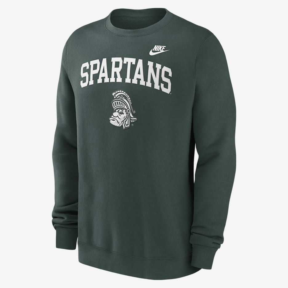 Sudadera de cuello redondo sin cierre universitaria Nike para hombre Michigan State Spartans Legacy Classic Arch Over Logo - Verde pro