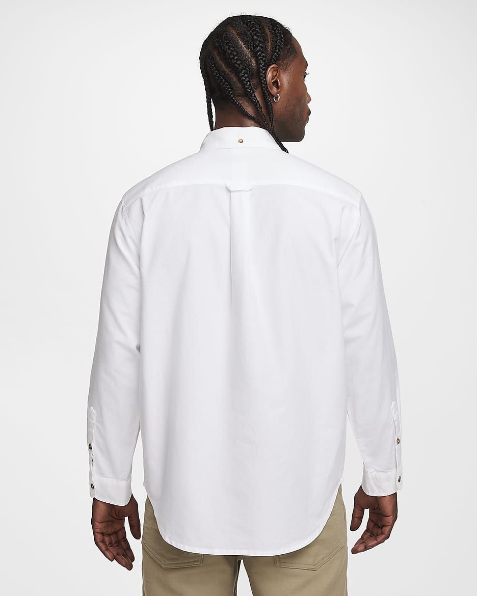 Nike Life Men's Long-Sleeve Oxford Button-Down Shirt - White/White/White