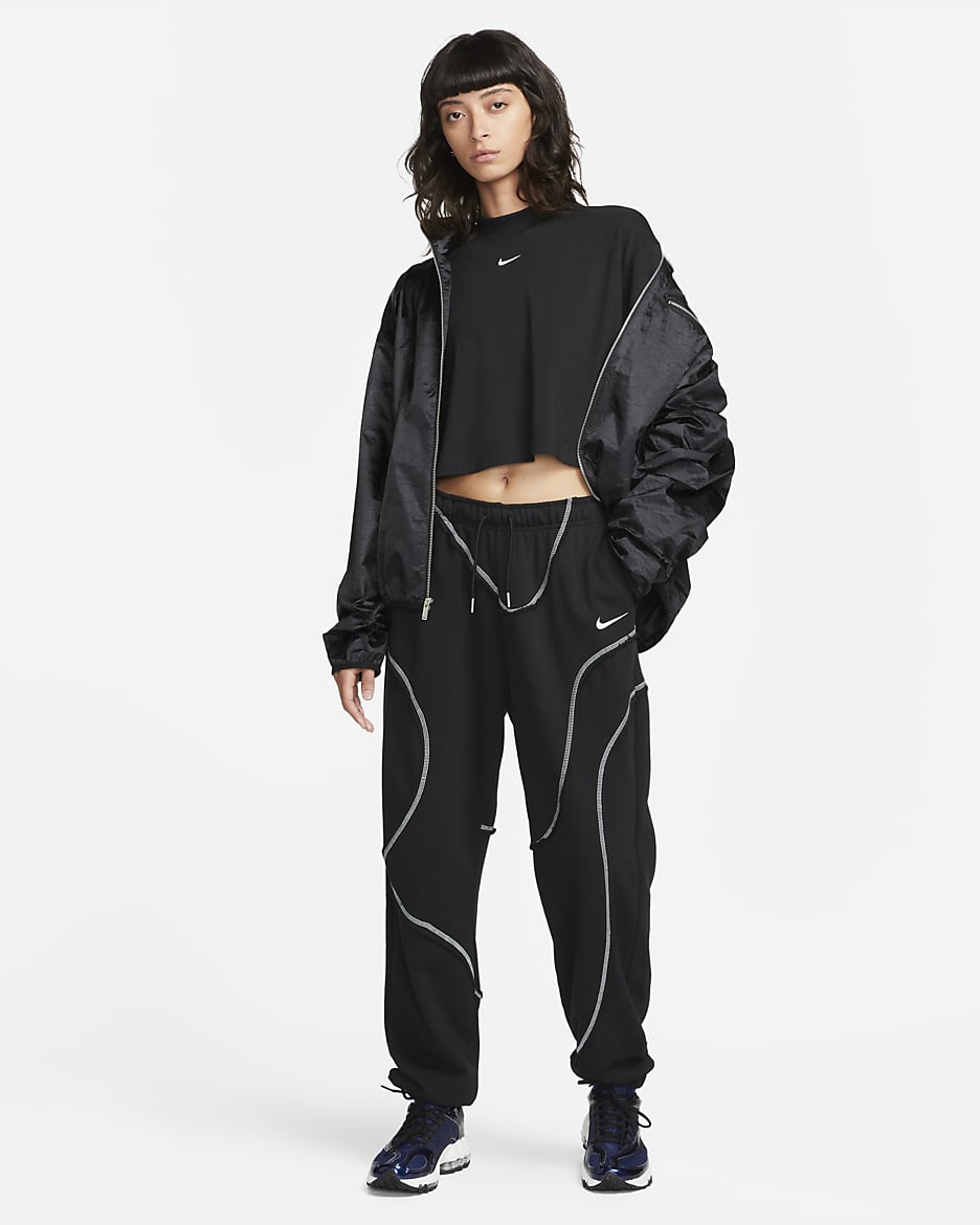 Nike Sportswear Essential Women's Boxy Mock-Neck Top - Black/White