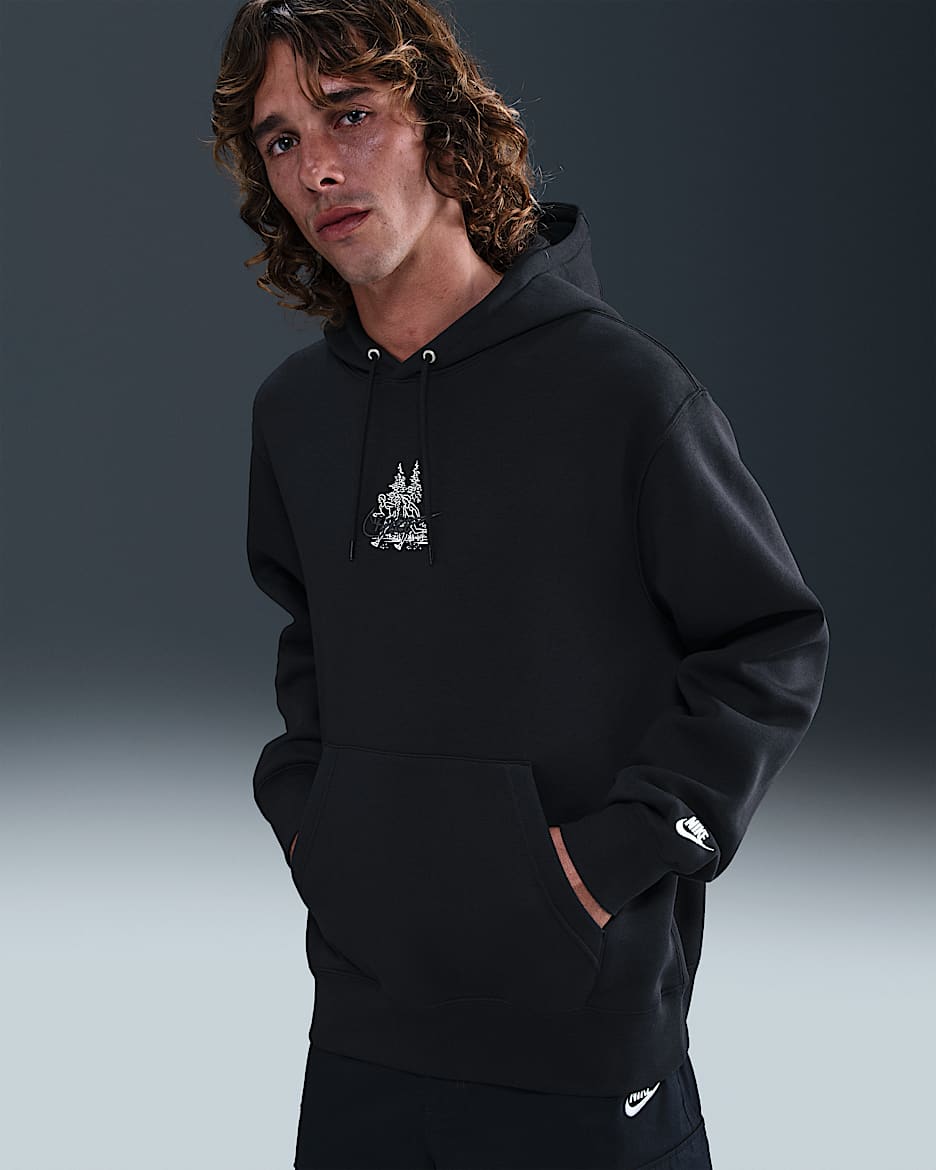 Sudadera con gorro de tejido Fleece para hombre Nike Sportswear Club - Negro/Negro/Blanco