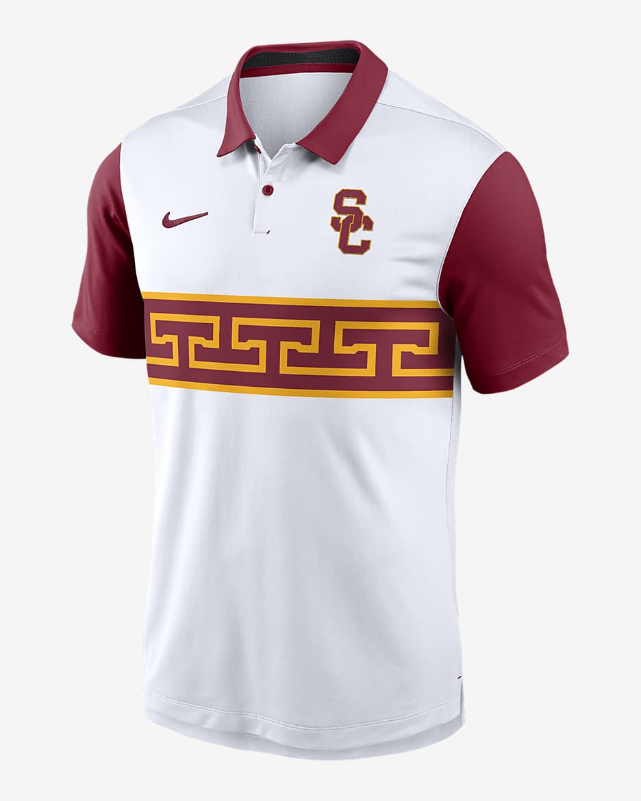 Polo universitario Nike Dri-FIT para hombre USC Trojans Primetime Campus Vapor - Blanco