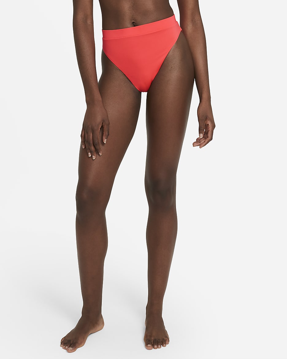 Nike Essential Women's High-Waisted Swimming Bottoms - Bright Crimson/White