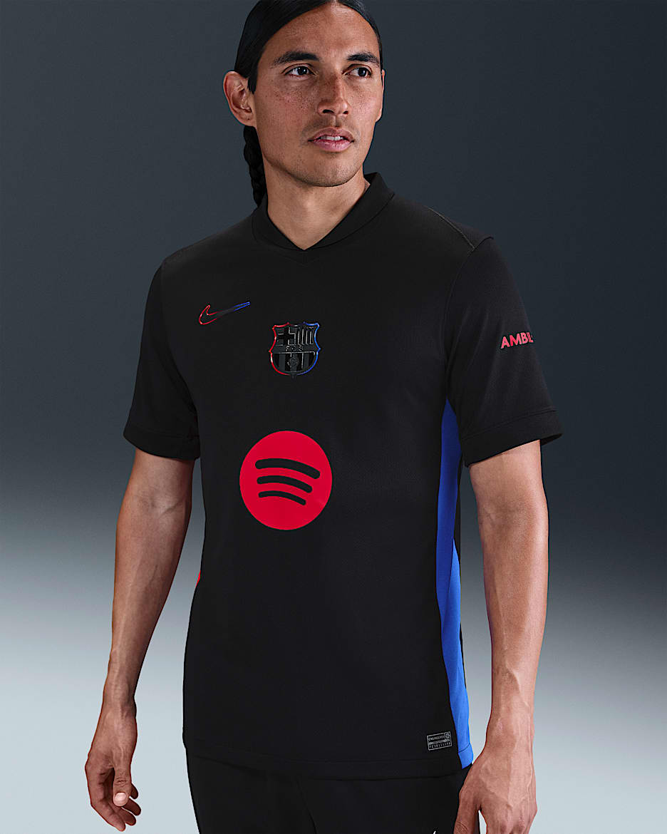 Segunda equipación Stadium FC Barcelona 2024/25 Camiseta de fútbol Replica Nike Dri-FIT - Hombre - Negro/University Red/Negro