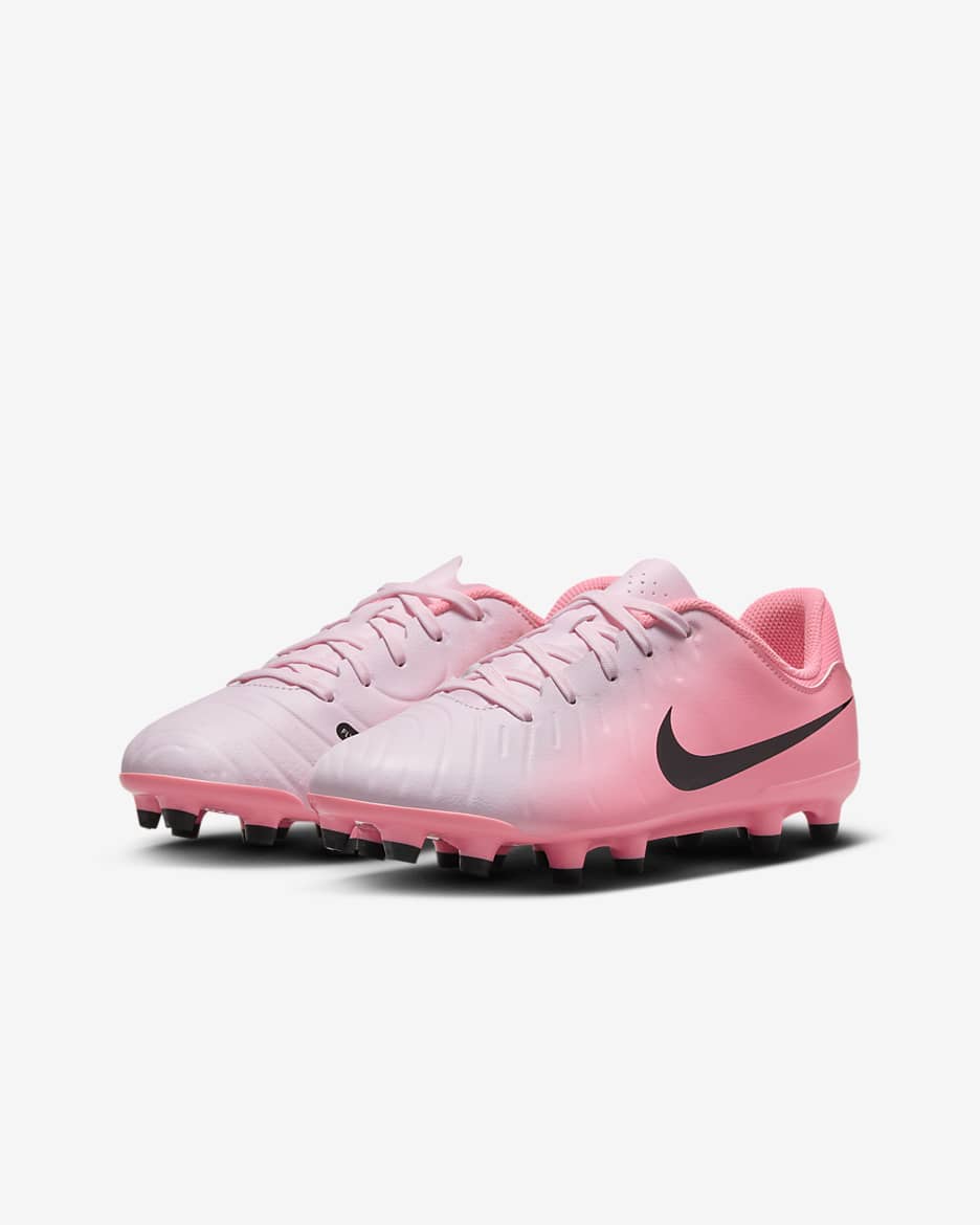 Chaussure de foot à crampons basse MG Nike Jr. Tiempo Legend 10 Academy pour enfant/ado - Pink Foam/Noir