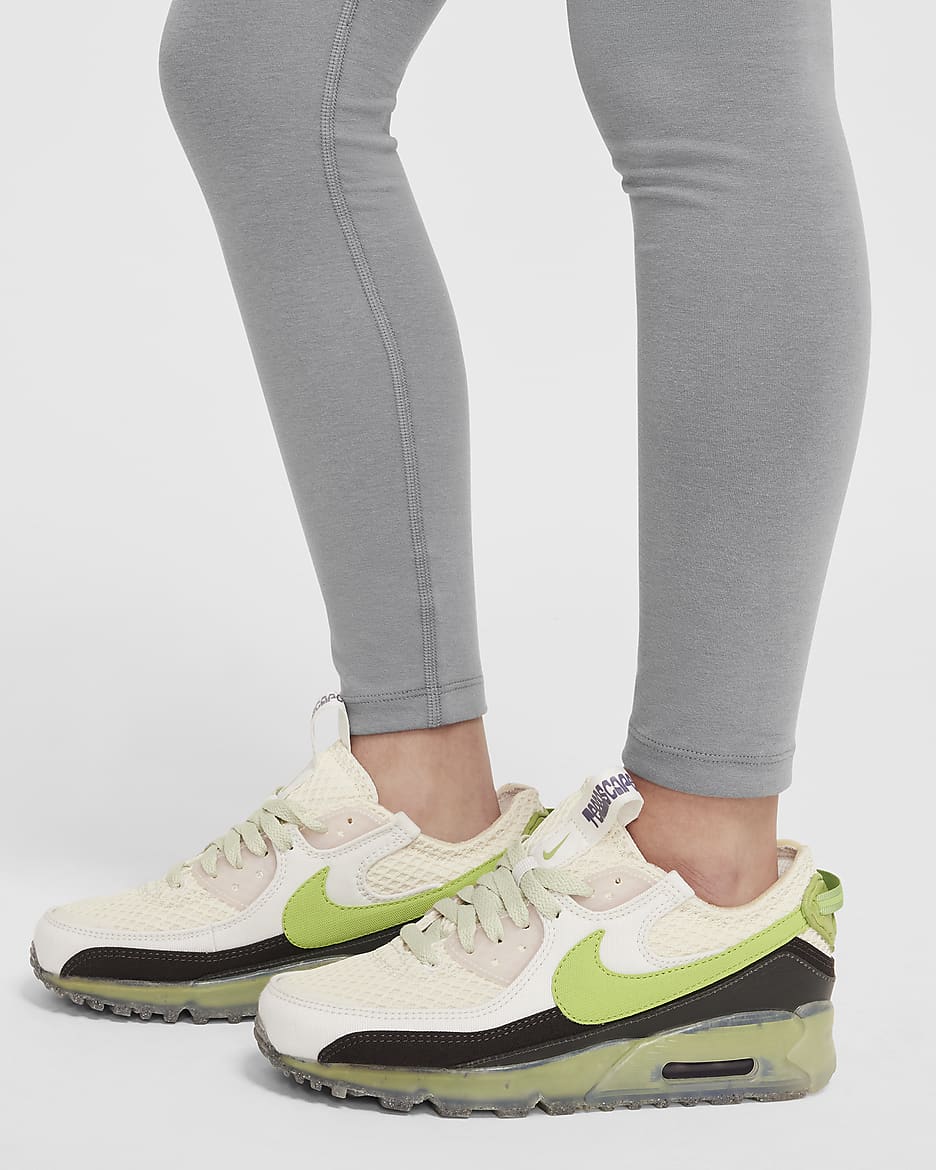 Nike Sportswear Classic Girls' High-Waisted Leggings - Smoke Grey/White