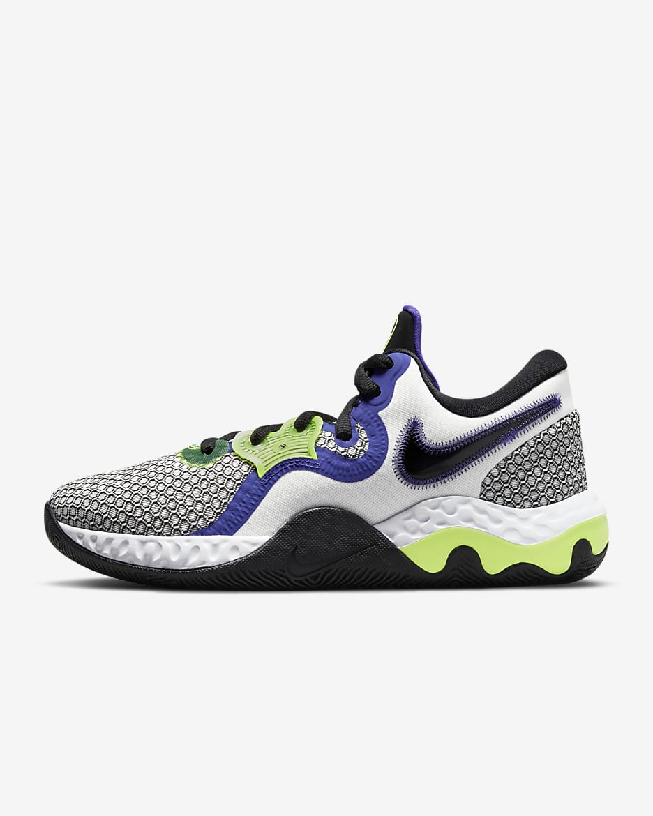 Calzado de básquetbol Nike Elevate 2 - Blanco/Volt/Explosión índigo/Negro