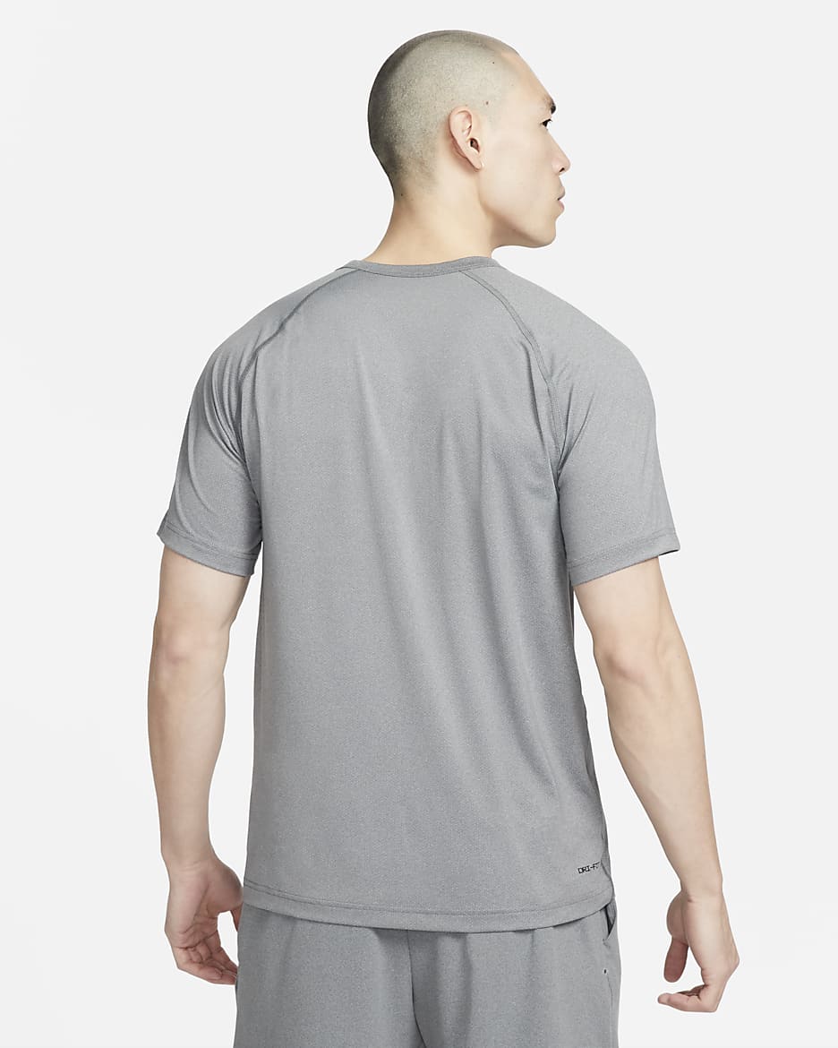 Nike Dri-FIT Ready Men's Short-Sleeve Fitness Top - Smoke Grey/Heather/Black